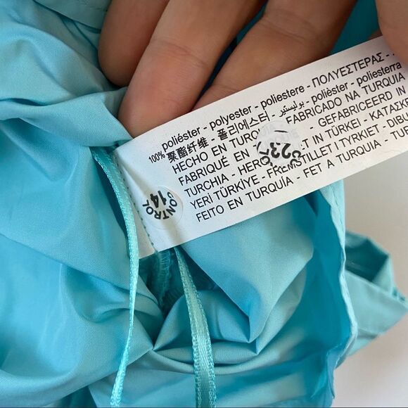 Zara Halter Bow Tie Back Powder Blue Front Slit Top Size Small - Picture 8 of 9